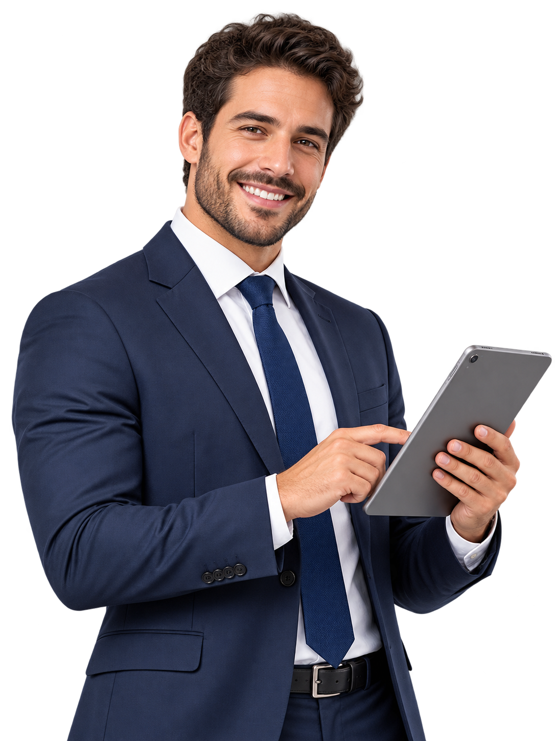 Asesor empresarial con una tablet